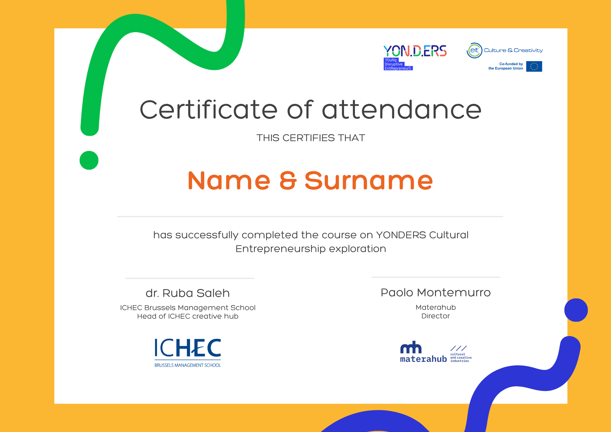 Yonders - Certificate